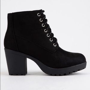 Soda Lace Up Suede Booties with Zipper